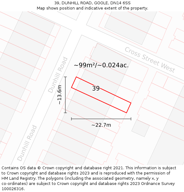 39, DUNHILL ROAD, GOOLE, DN14 6SS: Plot and title map
