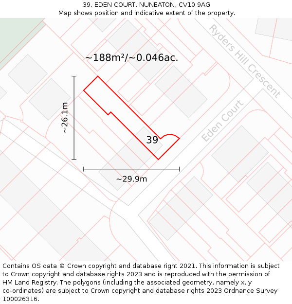 39, EDEN COURT, NUNEATON, CV10 9AG: Plot and title map