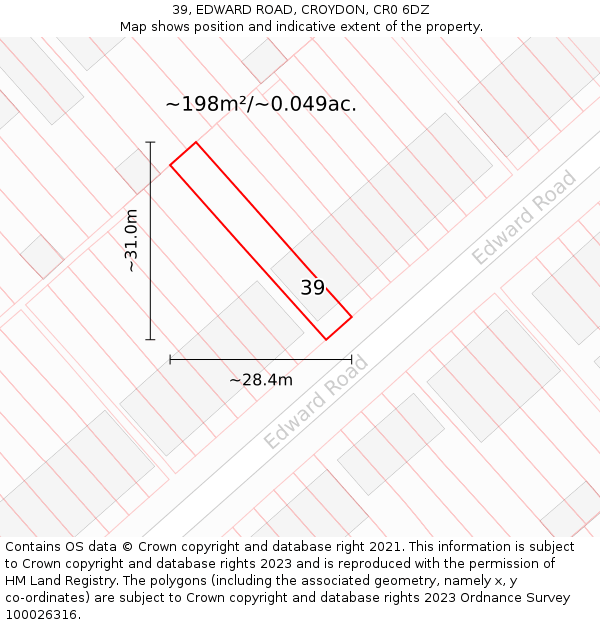 39, EDWARD ROAD, CROYDON, CR0 6DZ: Plot and title map