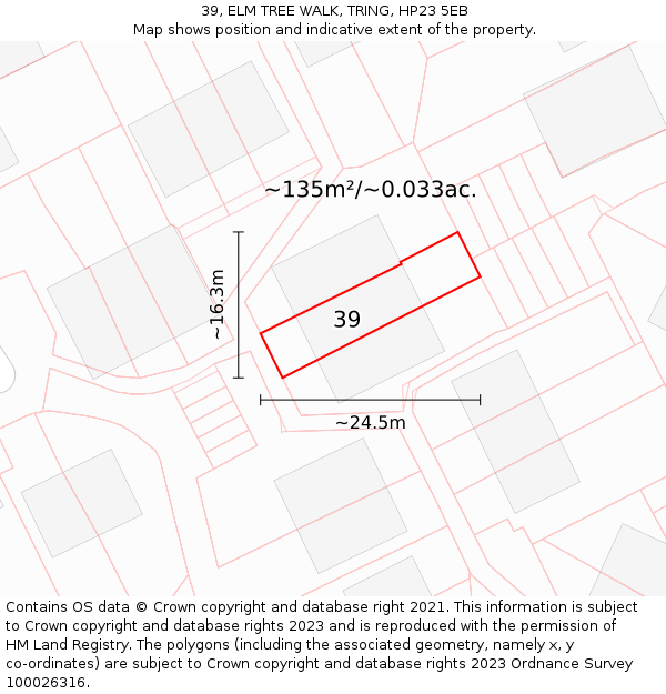 39, ELM TREE WALK, TRING, HP23 5EB: Plot and title map