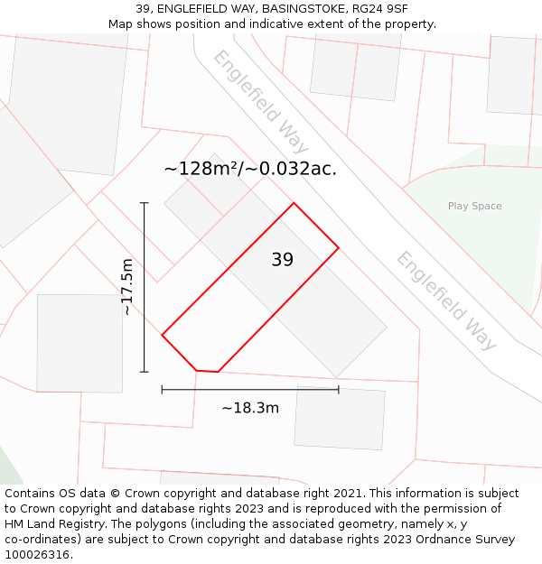 39, ENGLEFIELD WAY, BASINGSTOKE, RG24 9SF: Plot and title map