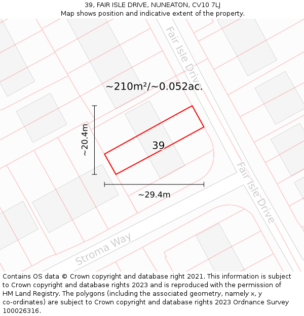 39, FAIR ISLE DRIVE, NUNEATON, CV10 7LJ: Plot and title map