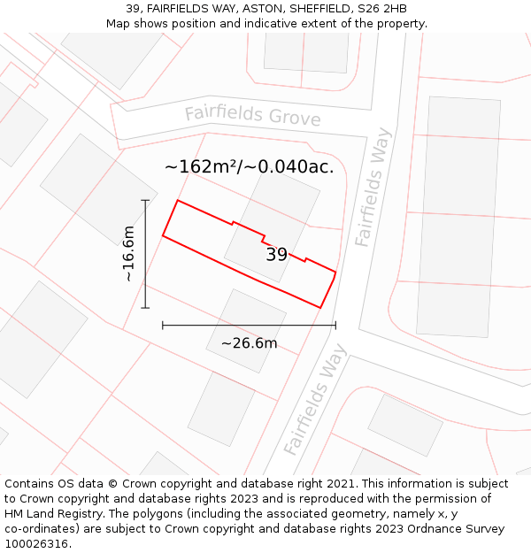 39, FAIRFIELDS WAY, ASTON, SHEFFIELD, S26 2HB: Plot and title map