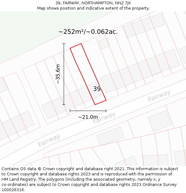 39, FAIRWAY, NORTHAMPTON, NN2 7JX: Plot and title map