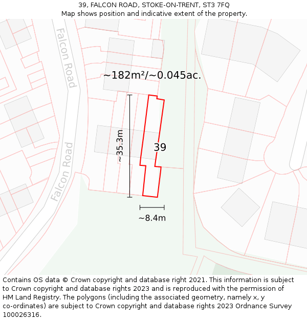 39, FALCON ROAD, STOKE-ON-TRENT, ST3 7FQ: Plot and title map