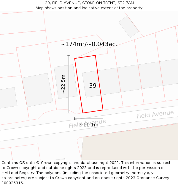 39, FIELD AVENUE, STOKE-ON-TRENT, ST2 7AN: Plot and title map