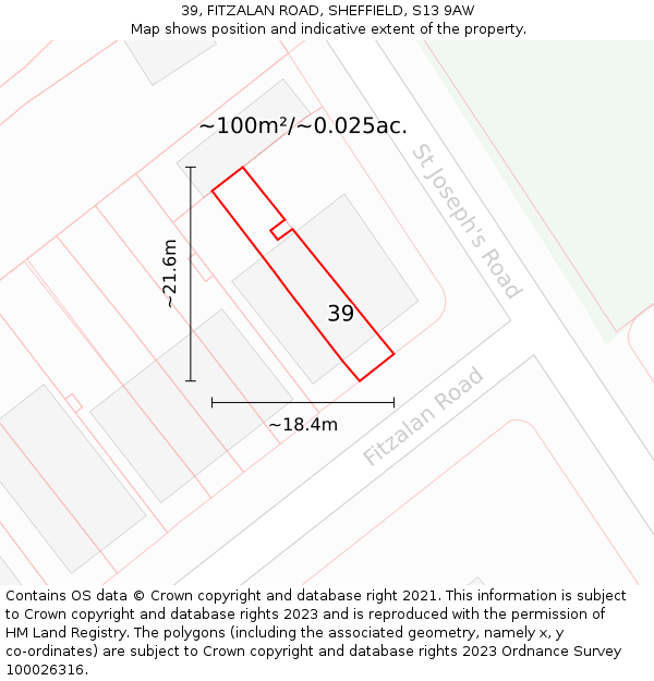 39, FITZALAN ROAD, SHEFFIELD, S13 9AW: Plot and title map