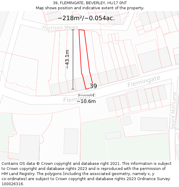 39, FLEMINGATE, BEVERLEY, HU17 0NT: Plot and title map