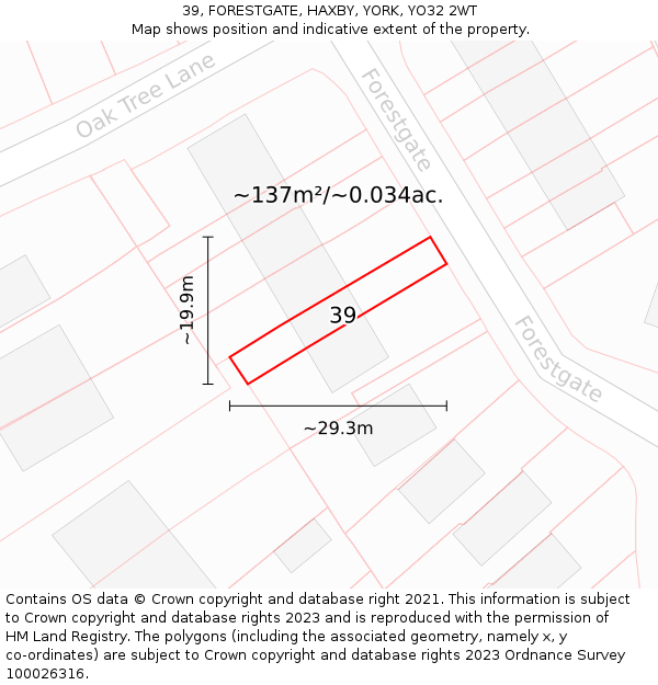 39, FORESTGATE, HAXBY, YORK, YO32 2WT: Plot and title map