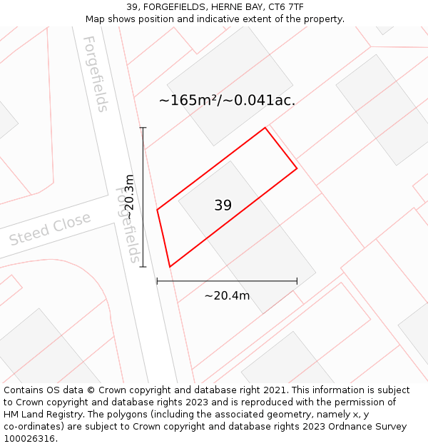39, FORGEFIELDS, HERNE BAY, CT6 7TF: Plot and title map