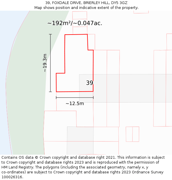39, FOXDALE DRIVE, BRIERLEY HILL, DY5 3GZ: Plot and title map