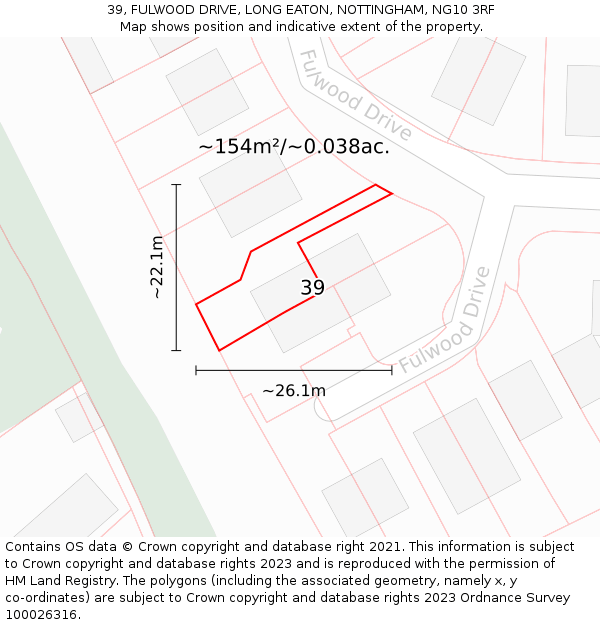 39, FULWOOD DRIVE, LONG EATON, NOTTINGHAM, NG10 3RF: Plot and title map