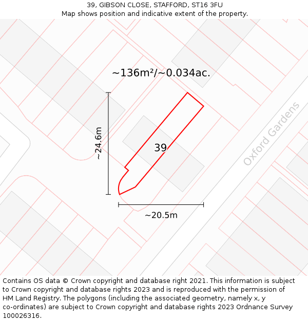 39, GIBSON CLOSE, STAFFORD, ST16 3FU: Plot and title map