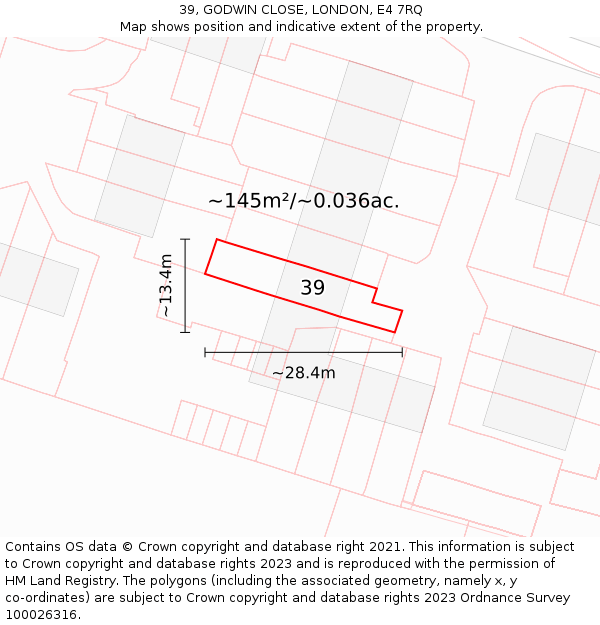 39, GODWIN CLOSE, LONDON, E4 7RQ: Plot and title map