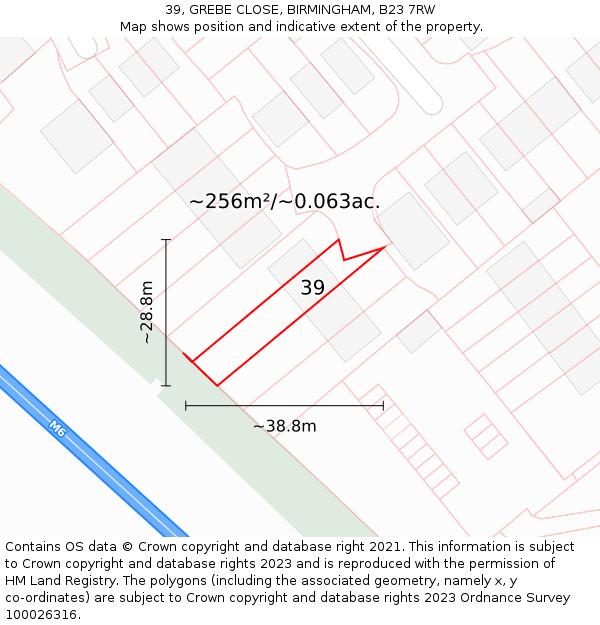 39, GREBE CLOSE, BIRMINGHAM, B23 7RW: Plot and title map