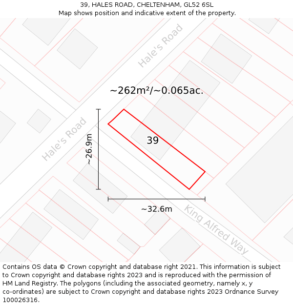 39, HALES ROAD, CHELTENHAM, GL52 6SL: Plot and title map