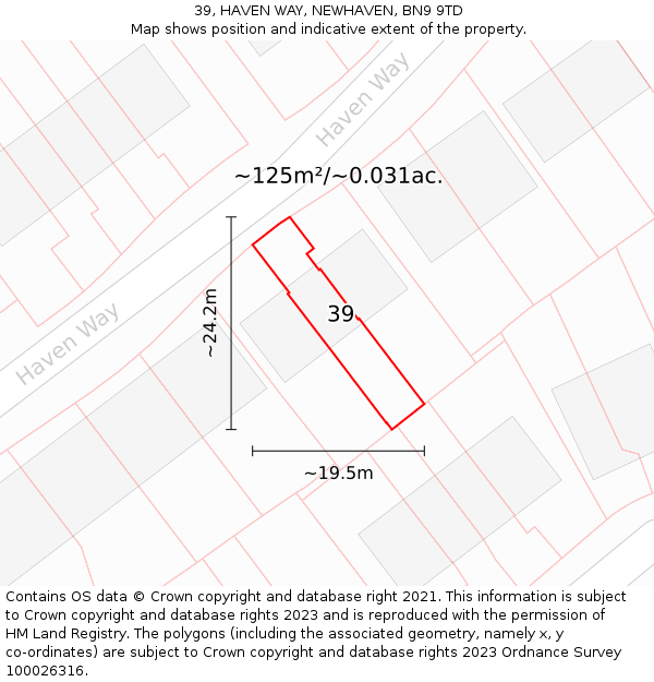 39, HAVEN WAY, NEWHAVEN, BN9 9TD: Plot and title map