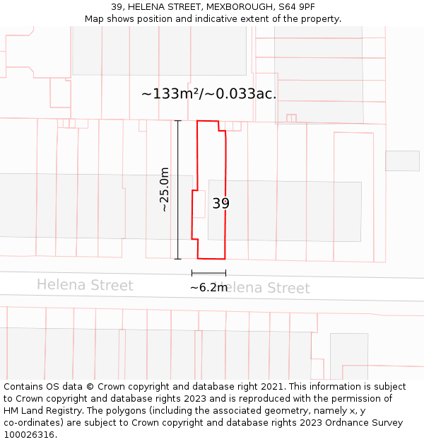 39, HELENA STREET, MEXBOROUGH, S64 9PF: Plot and title map