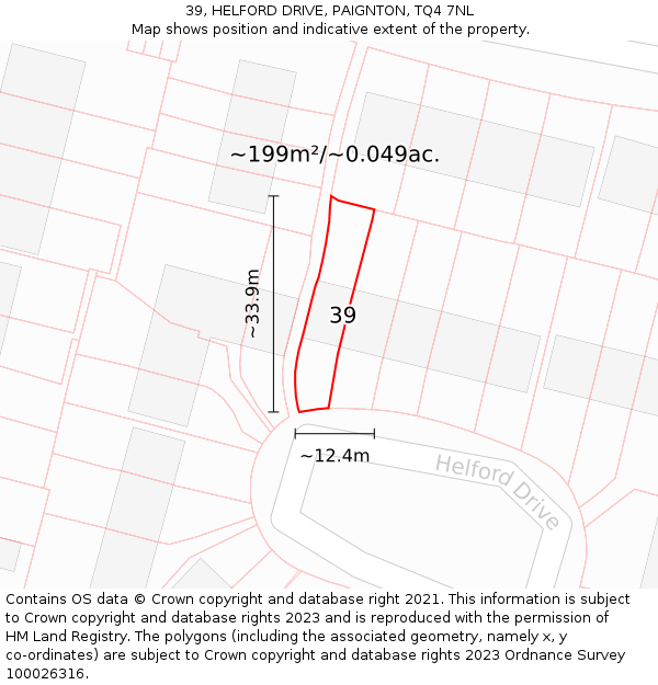 39, HELFORD DRIVE, PAIGNTON, TQ4 7NL: Plot and title map