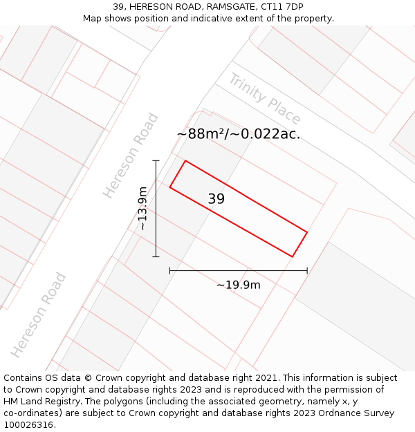 39, HERESON ROAD, RAMSGATE, CT11 7DP: Plot and title map