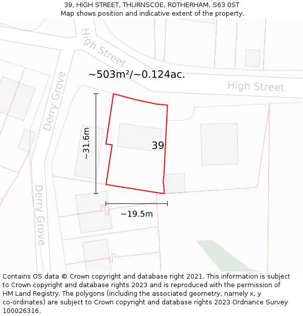 39, HIGH STREET, THURNSCOE, ROTHERHAM, S63 0ST: Plot and title map
