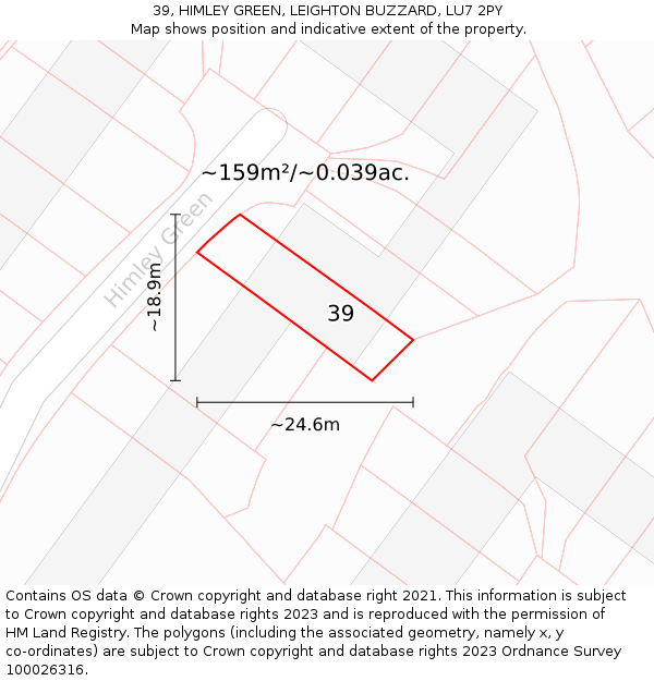 39, HIMLEY GREEN, LEIGHTON BUZZARD, LU7 2PY: Plot and title map