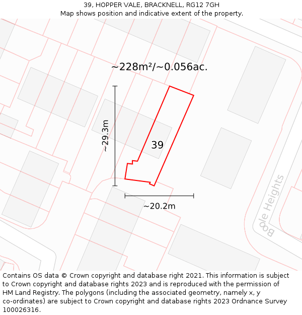 39, HOPPER VALE, BRACKNELL, RG12 7GH: Plot and title map
