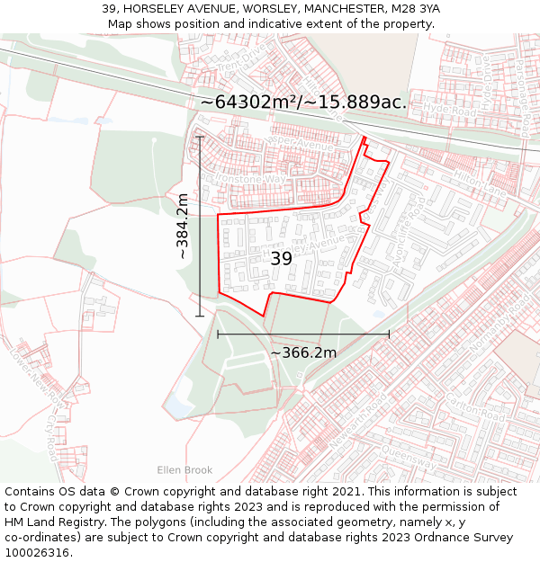 39, HORSELEY AVENUE, WORSLEY, MANCHESTER, M28 3YA: Plot and title map