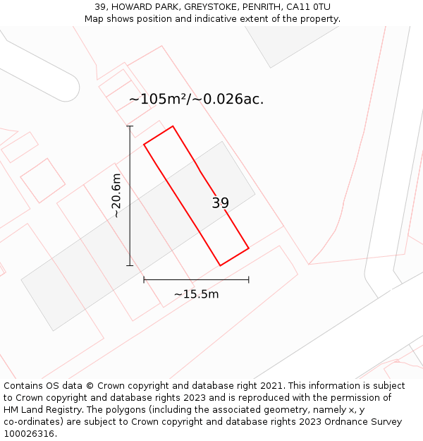39, HOWARD PARK, GREYSTOKE, PENRITH, CA11 0TU: Plot and title map
