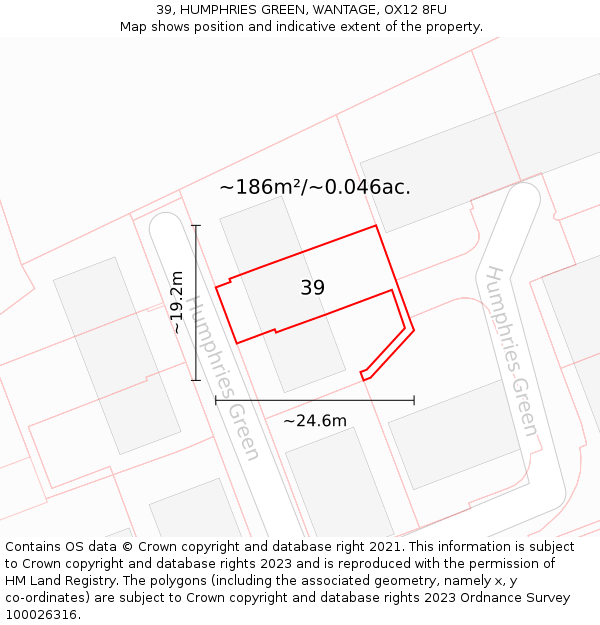 39, HUMPHRIES GREEN, WANTAGE, OX12 8FU: Plot and title map
