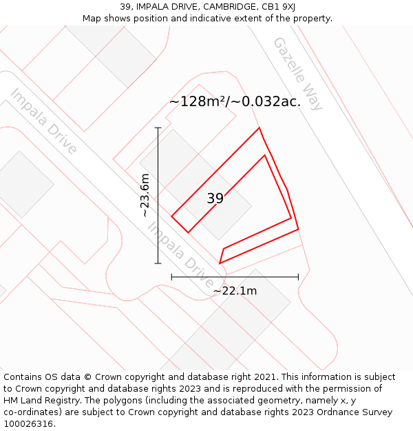 39, IMPALA DRIVE, CAMBRIDGE, CB1 9XJ: Plot and title map