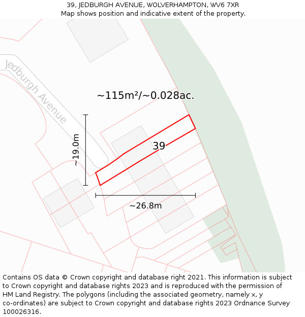 39, JEDBURGH AVENUE, WOLVERHAMPTON, WV6 7XR: Plot and title map