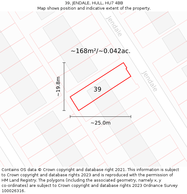 39, JENDALE, HULL, HU7 4BB: Plot and title map
