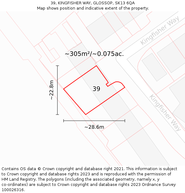 39, KINGFISHER WAY, GLOSSOP, SK13 6QA: Plot and title map