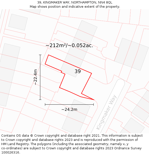 39, KINGMAKER WAY, NORTHAMPTON, NN4 8QL: Plot and title map