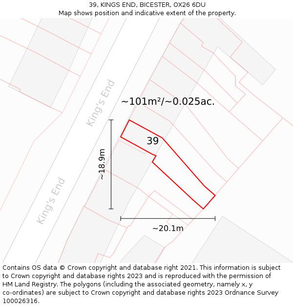 39, KINGS END, BICESTER, OX26 6DU: Plot and title map