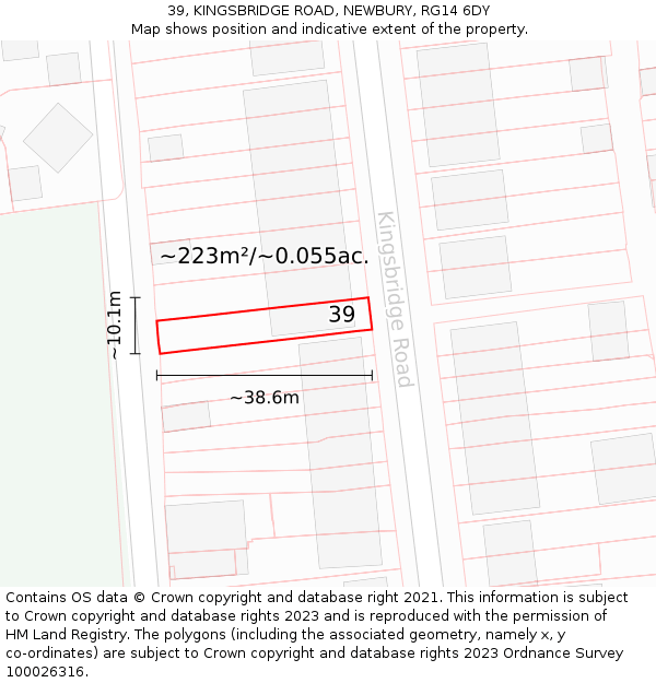 39, KINGSBRIDGE ROAD, NEWBURY, RG14 6DY: Plot and title map