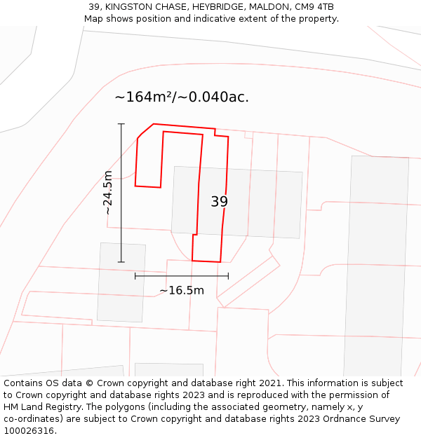 39, KINGSTON CHASE, HEYBRIDGE, MALDON, CM9 4TB: Plot and title map