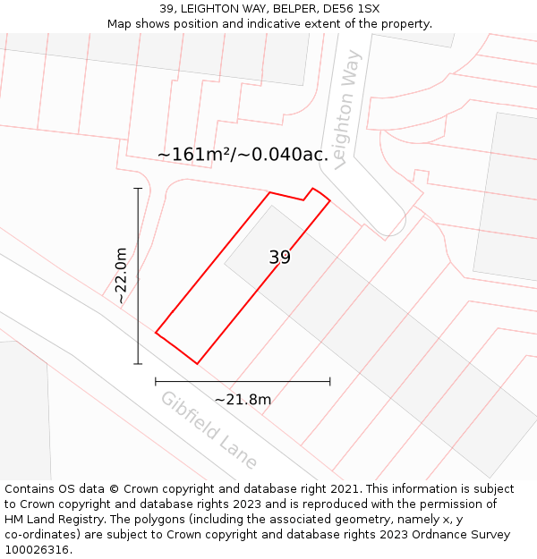 39, LEIGHTON WAY, BELPER, DE56 1SX: Plot and title map