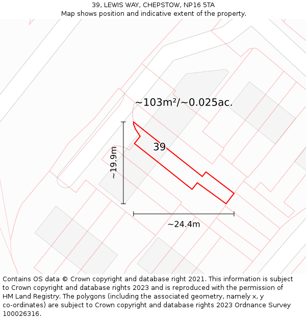 39, LEWIS WAY, CHEPSTOW, NP16 5TA: Plot and title map