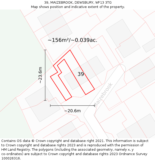 39, MAIZEBROOK, DEWSBURY, WF13 3TG: Plot and title map