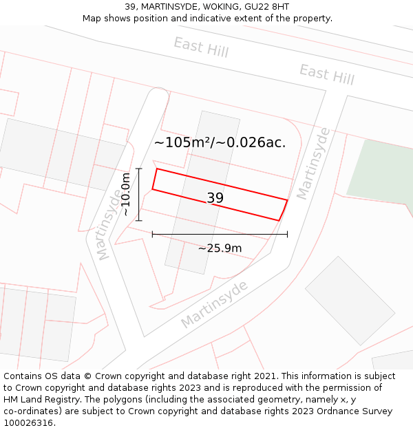 39, MARTINSYDE, WOKING, GU22 8HT: Plot and title map
