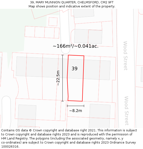 39, MARY MUNNION QUARTER, CHELMSFORD, CM2 9FT: Plot and title map