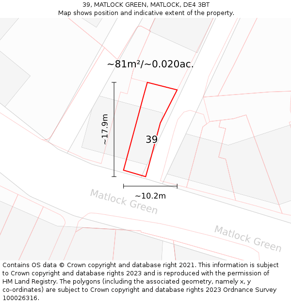 39, MATLOCK GREEN, MATLOCK, DE4 3BT: Plot and title map