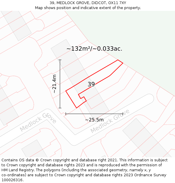 39, MEDLOCK GROVE, DIDCOT, OX11 7XY: Plot and title map