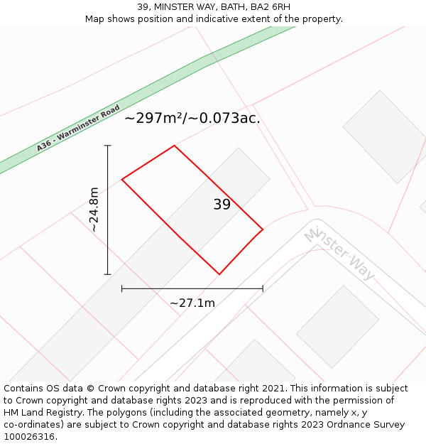 39, MINSTER WAY, BATH, BA2 6RH: Plot and title map