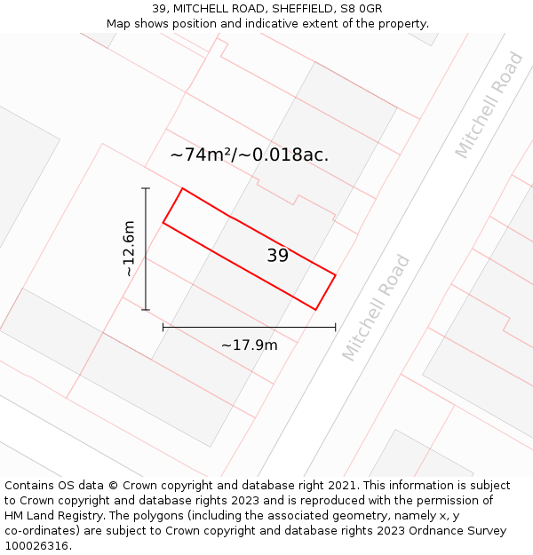 39, MITCHELL ROAD, SHEFFIELD, S8 0GR: Plot and title map