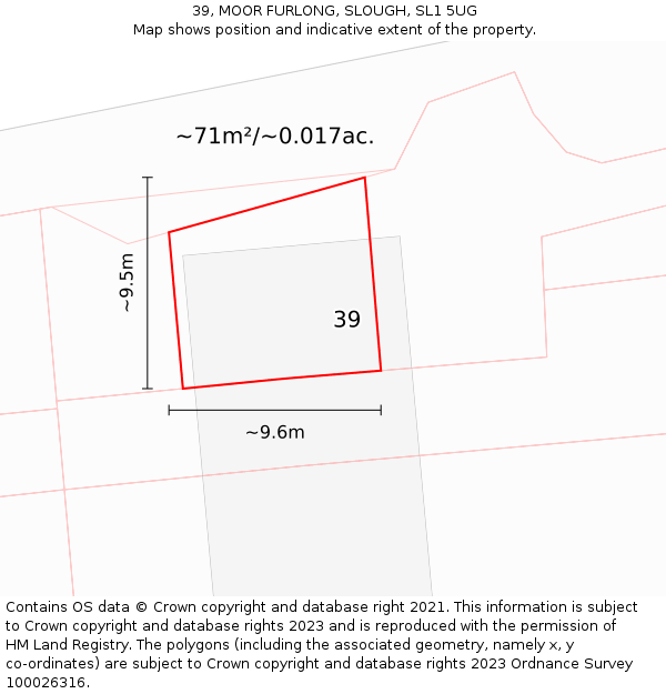 39, MOOR FURLONG, SLOUGH, SL1 5UG: Plot and title map