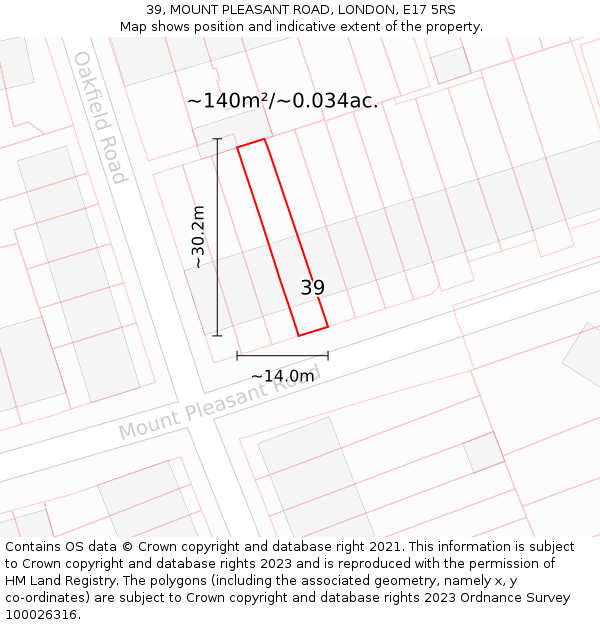 39, MOUNT PLEASANT ROAD, LONDON, E17 5RS: Plot and title map