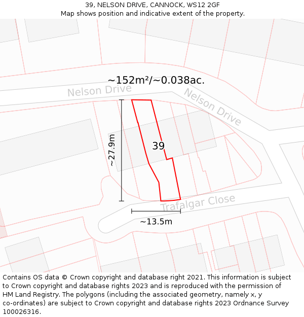 39, NELSON DRIVE, CANNOCK, WS12 2GF: Plot and title map